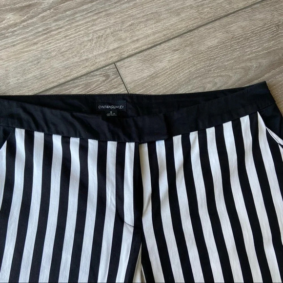 Cynthia Rowley Black White Striped Two Tunes  Stretchy Cropped Pants - Picture 4 of 12